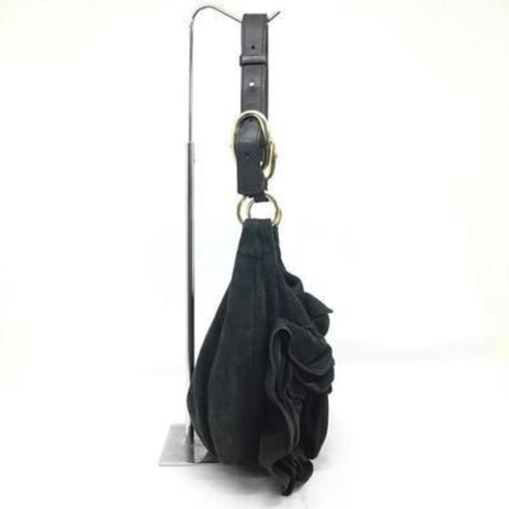 Saint Laurent Yves Motif Black Shoulder Bag Flower